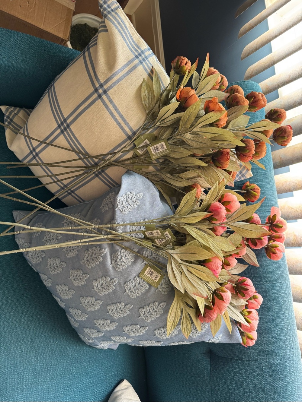 Michaels Peony Stems in Light Pink (6pcs) and Rust Brown (6pcs)